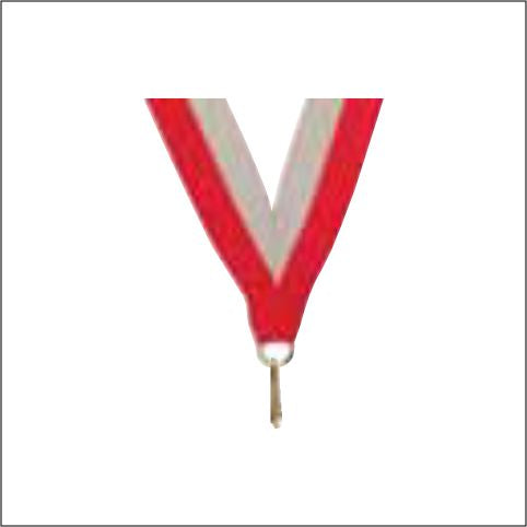 Red/Gray Neck Ribbon with Clip – 7/8" × 32"