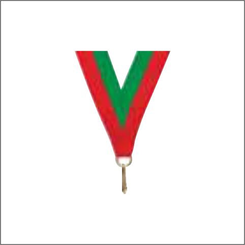 Red/Green Neck Ribbon with Clip – 7/8" × 32"