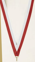 Red/White Neck Ribbon with Clip – 7/8" × 32"