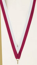Maroon/White Neck Ribbon with Clip – 7/8" × 32"