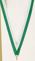 Green/White Neck Ribbon with Clip – 7/8" × 32"