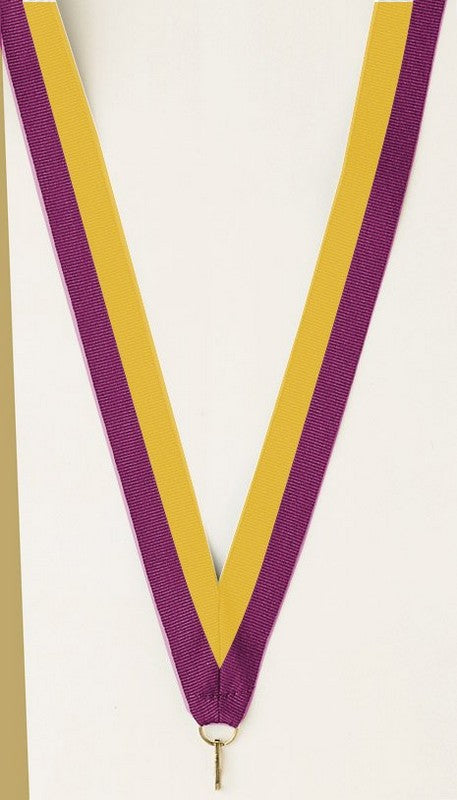 Purple/Gold Neck Ribbon with Clip – 7/8" × 32"