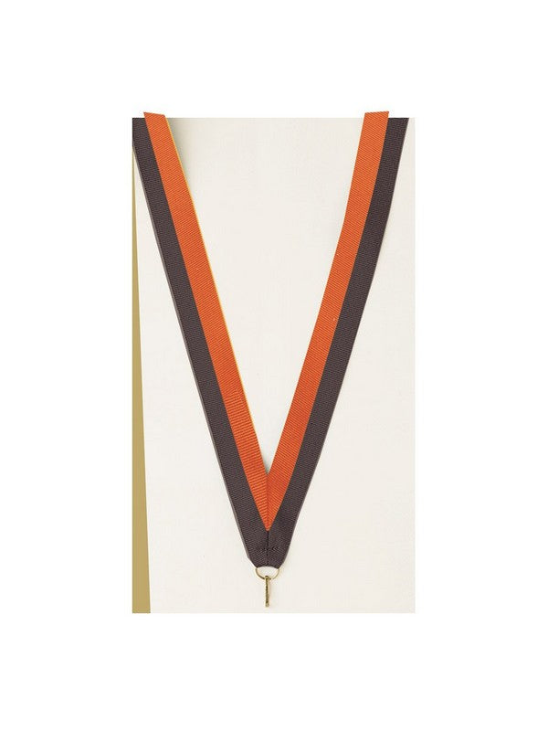 Black/Orange Neck Ribbon with Clip – 7/8" × 32"