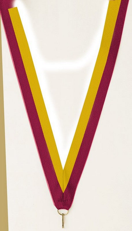 Maroon/Gold Neck Ribbon with Clip – 7/8" × 32"