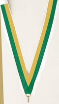 Green/Gold Neck Ribbon with Clip – 7/8" × 32"