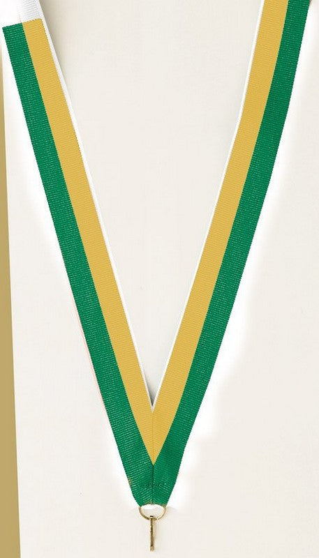 Green/Gold Neck Ribbon with Clip – 7/8" × 32"