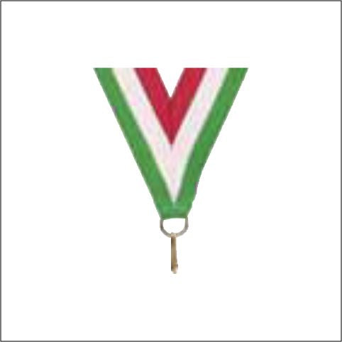Green / White / Red Neck Ribbon with Clip – 7/8" × 32"