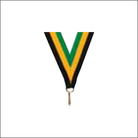 Black / Gold / Green Neck Ribbon with Clip – 7/8" × 32"