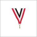Red / White / Black Neck Ribbon with Clip – 7/8" × 32"