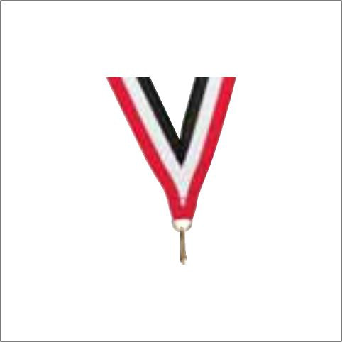 Red / White / Black Neck Ribbon with Clip – 7/8" × 32"