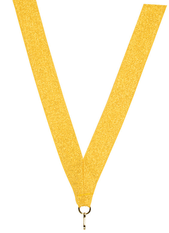 Gold Metallic Neck Ribbon with Clip – 7/8" × 32"