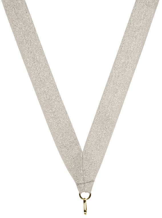Silver Metallic Neck Ribbon with Clip – 7/8" × 32"