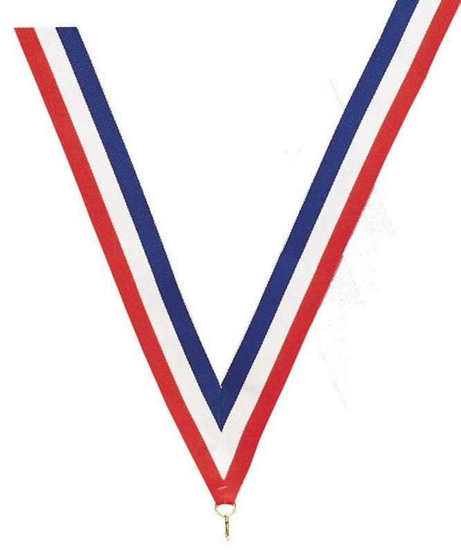 Red/White/Blue Neck Ribbon with Clip – 1½" × 32