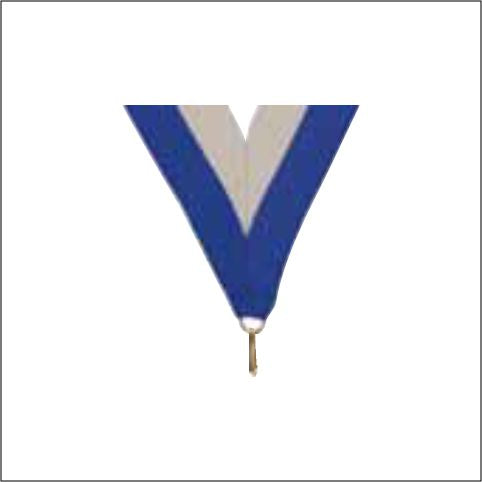 Blue / Gray Neck Ribbon with Clip – 1½" × 32"