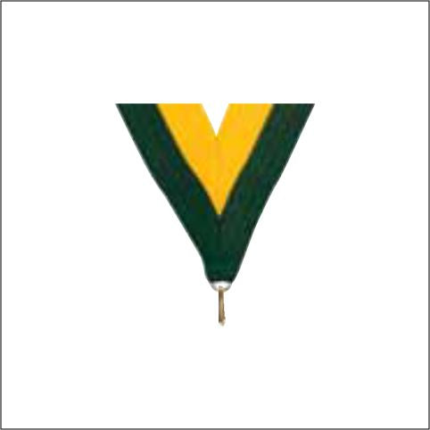 Hunter Green / Gold Neck Ribbon with Clip – 1½" × 32"