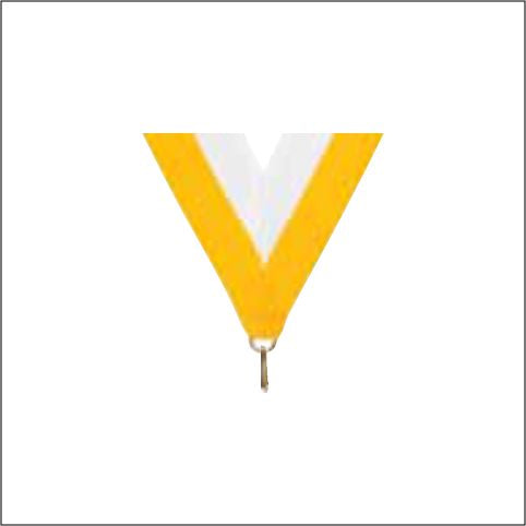 Gold / White Neck Ribbon with Clip – 1½" × 32"