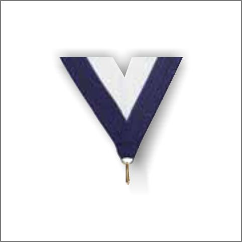 Navy / White Neck Ribbon with Clip – 1½" × 32"
