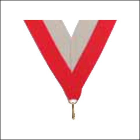 Red / Gray Neck Ribbon with Clip – 1½" × 32"