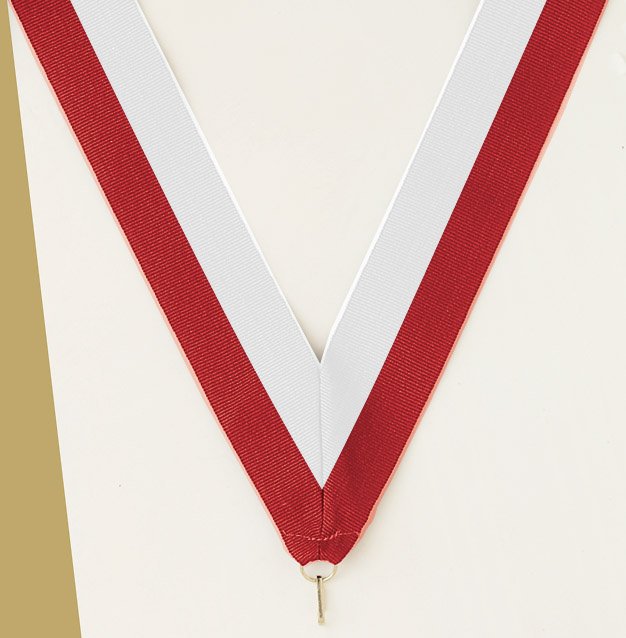 Red / White Neck Ribbon with Clip – 1½" × 32"
