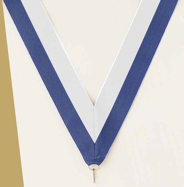 Blue / White Neck Ribbon with Clip – 1½" × 32"