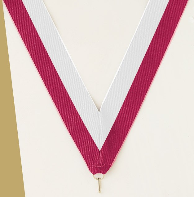 Maroon / White Neck Ribbon with Clip – 1½" × 32"