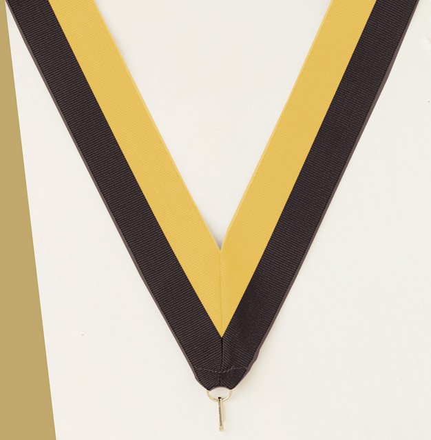Black / Gold Neck Ribbon with Clip – 1½" × 32"
