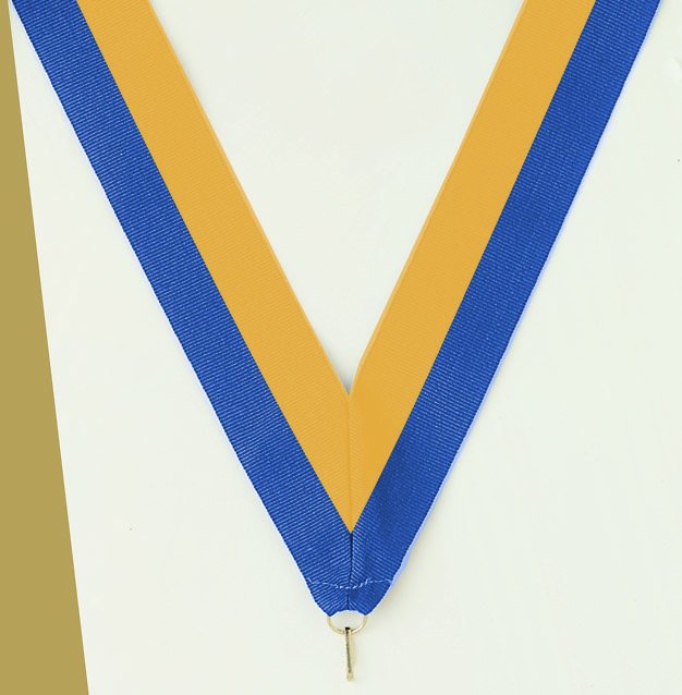 Blue / Gold Neck Ribbon with Clip – 1½" × 32"