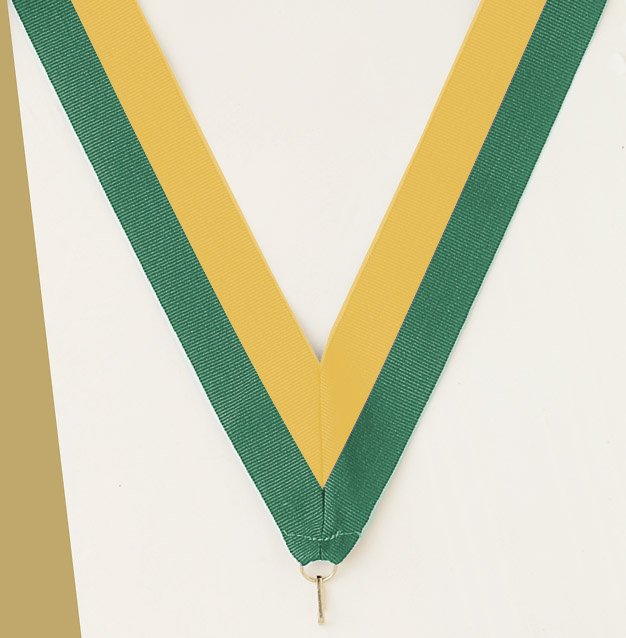 Green / Gold Neck Ribbon with Clip – 1½" × 32"