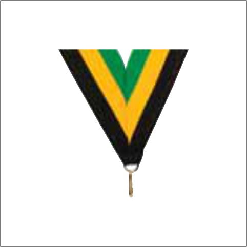 Black / Gold / Green Neck Ribbon with Clip – 1½" × 32"