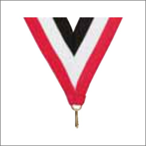 Red / White / Black Neck Ribbon with Clip – 1½" × 32"