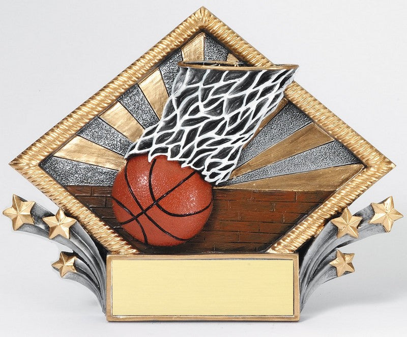 Basketball Diamond Resin Plate Award – Basketball Recognition Plaque