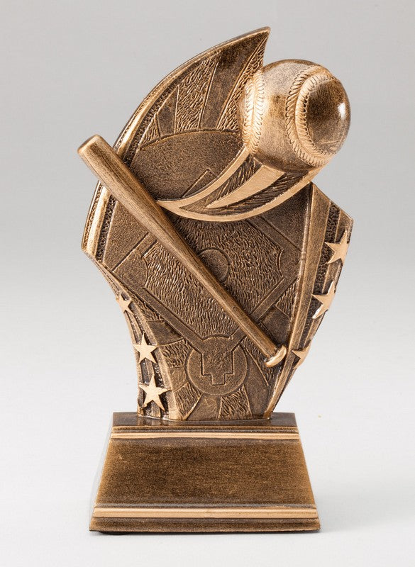 Star Sweep Baseball Trophy –  (6" - Antique Bronze Finish)
