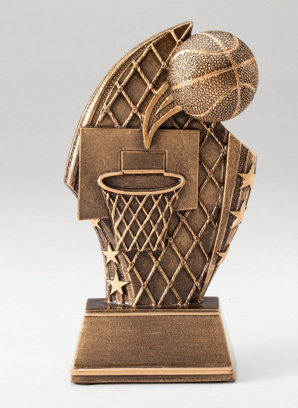 Star Sweep Basketball Trophy – (6" - Antique Bronze Finish)