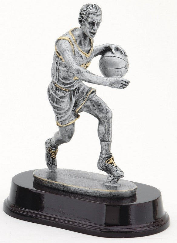 Silver Male Basketball 9" Trophy – Resin Basketball Award