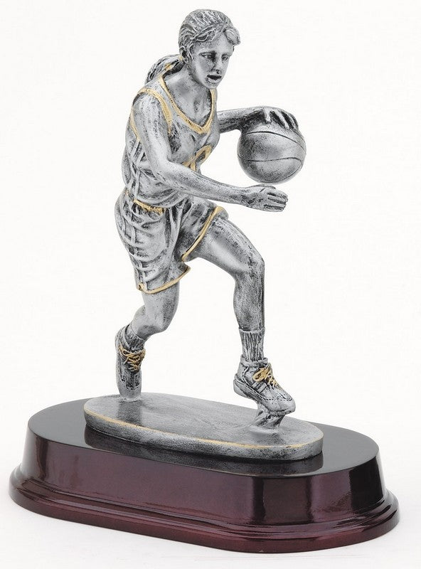 Silver Female Basketball 9" Trophy – Resin Basketball Award