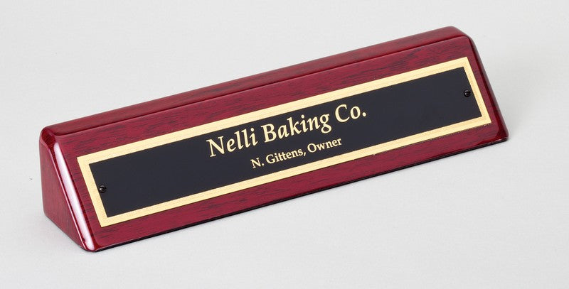 Rosewood Desk Name Block – 2½" x 10" Personalized Nameplate Holder
