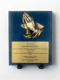 8X10 DEEP BLUE MARBLE PLAQUE W/ PRAYER HANDS MOUNT