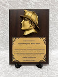 Custom Firefighter Recognition Plaque with Gold Firefighter Emblem