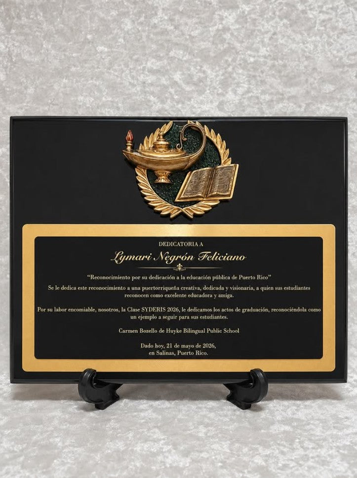 Custom Education Recognition Plaque with Gold Emblem