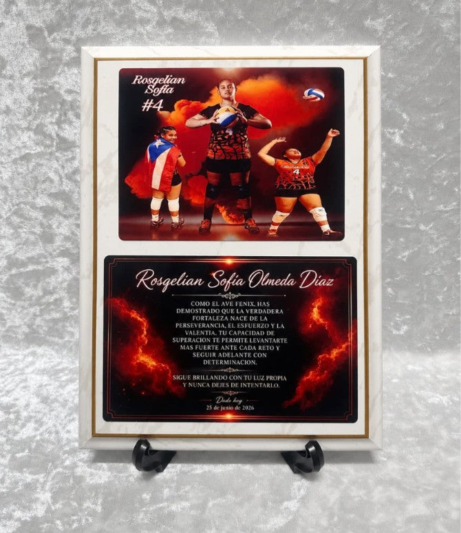 Placa Deportiva Personalizada con Fotos y Dedicatoria – Voleibol y Otros Deportes