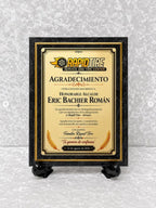 Placa de Agradecimiento Personalizada en Negro y Dorado