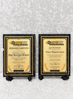 Placa de Agradecimiento Personalizada en Negro y Dorado
