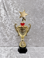 Trofeo Copa Dorada Premium con Estrella y Diamante Decorativo Personalizable