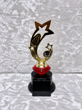Trofeo Estrellas Dorado y Negro con Diamante de Color y Placa Personalizable