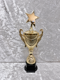 Trofeo Copa Dorada Premium con Estrella Superior y Placa Personalizable