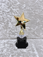 Trofeo Estrella Dorada Premium con Diamante de Color y Placa Personalizable