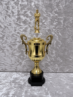 Trofeo Copa Dorada Premium de Fútbol con Jugador, Diamante y Placa Personalizable