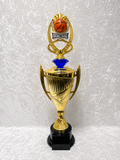 Trofeo de Baloncesto Copa Dorada con Topper y Opciones de Diamante