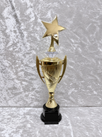 Trofeo Copa Dorada Premium con Estrella, Diamante de Color y Placa Personalizable