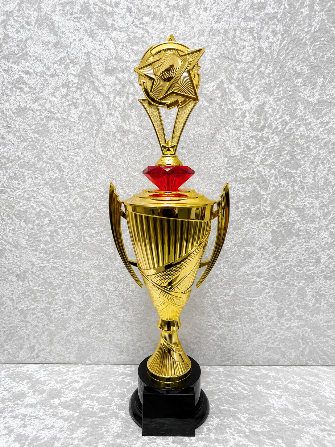 Trofeo Copa Dorada Premium de Béisbol con Diamante Personalizable